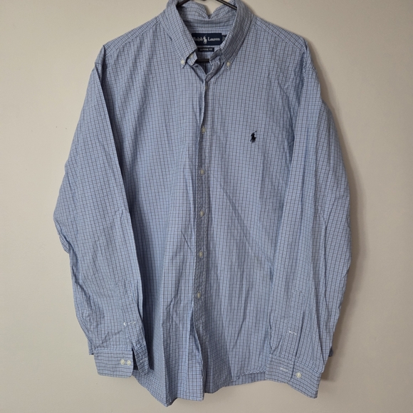 Polo Ralph Lauren Other - Ralph Lauren Light Blue Plaid Button Down Dress Shirt Logo